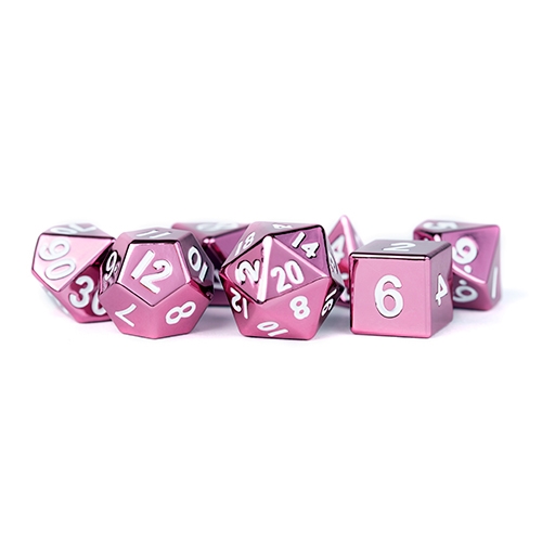 Metal Pink - Polyhedral Metal 16mm - Rollespils Terning Sæt - Metallic Dice Games